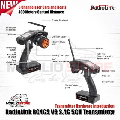New Radiolink RC4GS V3 5Ch 2.4 GHz Receiver R6FG with Gyro Fast Respon