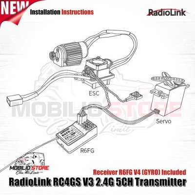 New Radiolink RC4GS V3 5Ch 2.4 GHz Receiver R6FG with Gyro Fast Respon