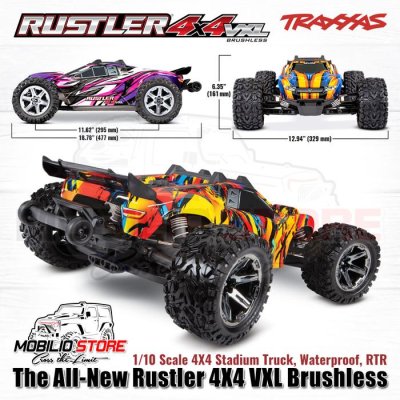 Traxxas Rustler 4X4 VXL Brushless 1/10 Scale 4x4 Truck Waterproof RTR