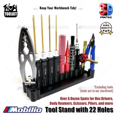 Tool Stand RC with 22 Holes 3D for Hex Drivers Body Reamers Scissors Pliers and More