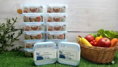 กล่องใส่อาหารแบบล็อกขนาด 820 ML 15.5x15.5x6.5