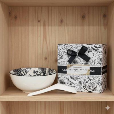 ถ้วยน้ำซุปพร้อมช้อน ใส่กล่อง