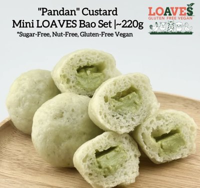 "Pandan" Custard Mini LOAVES Bao Set I Nut-Free, Gluten-Free Vegan I 220g