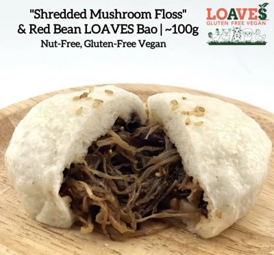 Shredded Mushroom Floss & Red bean LOAVES Bao I Nut-Free,Gluten-Free Vegan I 100g