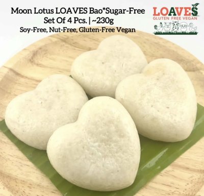 Moon Lotus LOAVES Bao Set of 4Pcs.*Sugar-Free I SF,NF, Gluten-Free Vegan I 230g