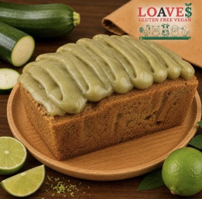 Zucchini Loaf with Key Lime Cream| Nut-Free | Gluten-Free Vegan | ~170g