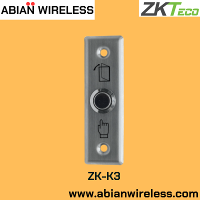 ZK-K3 : ZKTeco Exit Switch – Stainless Steel Door Release Button, Compact & Durable