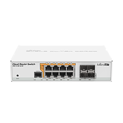 CRS112-8P-4S-IN : 8-Port Gigabit Smart Switch with PoE-Out and 4 SFP Cages | Desktop Case, RouterOS L5