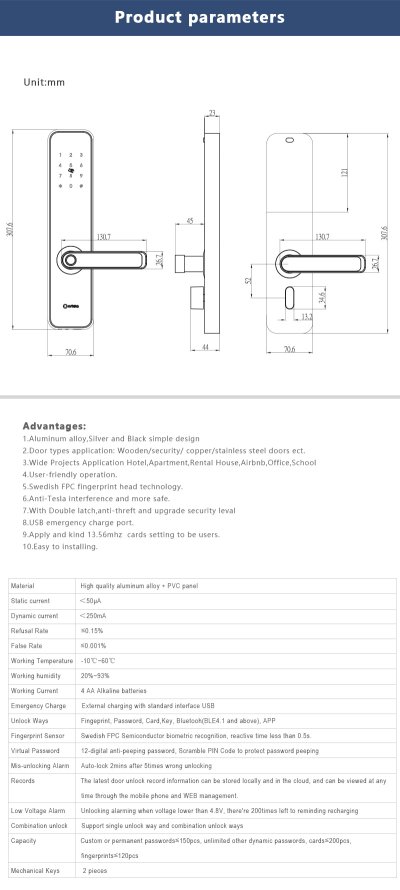 P7021 : Orbita Smart Lock – Bluetooth Fingerprint Digital Lock by ORBITA