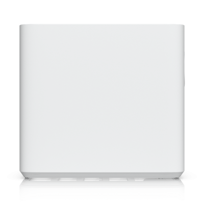 UNAS-4-W : UniFi Storage — Network-attached storage with 4 HDD bays, 2 M.2 NVMe SSD slots, 2.5 GbE networking, USB-C, and included PoE+++ adapter.