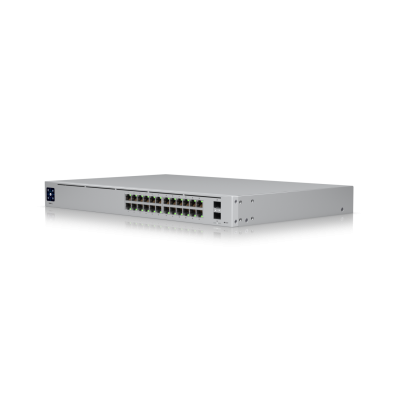 USW-Pro-24 : A 24-port, Layer 3 switch supporting 10G SFP+ connections with fanless cooling USW-Pro-24 : A 24-port, Layer 3 switch supporting 10G SFP+ connections with fanless cooling