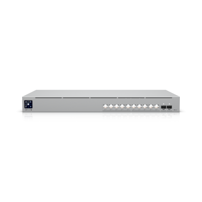 USW-Pro-XG-10-PoE (400W) : 1U, professional-grade 10-port, Layer 3 Etherlighting™ PoE+++ switch with (10) 10 GbE and (2) 10G SFP+ ports.
