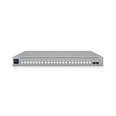 USW-Pro-XG-24-PoE (720W) : Professional-grade, 24-port Layer 3 Etherlighting PoE+++ switch with (16) 10 GbE, (8) 2.5 GbE, and (2) 25G SFP28 ports.