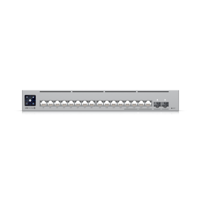 USW-Pro-Max-16-PoE : A 16-port, Layer 3 Etherlighting™ switch with 2.5 GbE, PoE++ output, and versatile mounting options