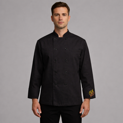 เสื้อกุ๊กสากล คอจีน แขนยาว สีดำล้วน