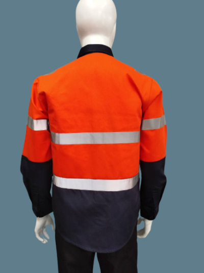 เสื้อช็อป แขนยาว  สีทูโทน ส้ม กรม เสื้อช็อป แขนยาว  สีทูโทน ส้ม กรม