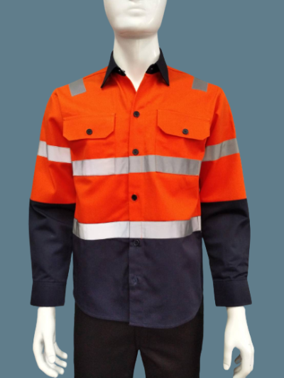 เสื้อช็อป แขนยาว  สีทูโทน ส้ม กรม เสื้อช็อป แขนยาว  สีทูโทน ส้ม กรม