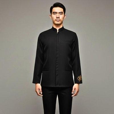 เสื้อแมสเซนเจอร์ คอจีน สีดำ เสื้อแมสเซนเจอร์ คอจีน สีดำ