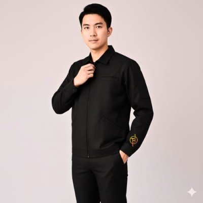 เสื้อแจ็คเก็ต ผุ้ชาย สีดำ ผ้าไมโครทัสลาน ( Micro Taslan )