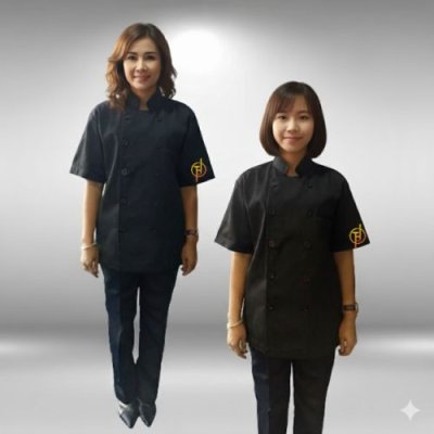 เสื้อกุ๊ก สากล คอจีน แขนสั้น สีดำล้วน