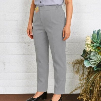 กางเกงแม่บ้าน เอวยางข้าง สีเทา