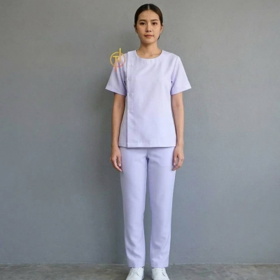 เสื้อกาวน์สั้น แขนสั้น คอป้าย