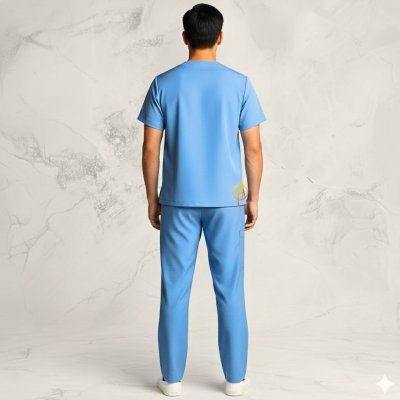 ชุดสครับ สีฟ้า ผ้าดีวาย