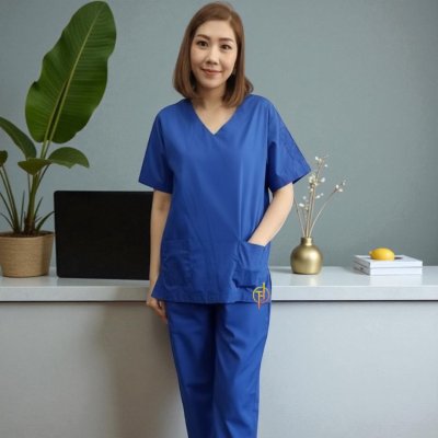 ชุดสครับ สีน้ำเงิน ผ้าโทเร 210 เส้น