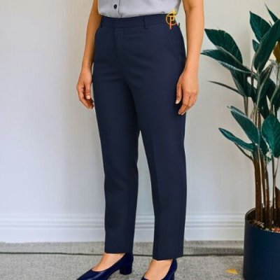 กางเกงแม่บ้าน เอวยางข้าง สีกรม