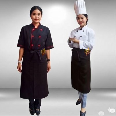 ผ้ากันเปื้อน ครึ่งตัวยาว สีดำ