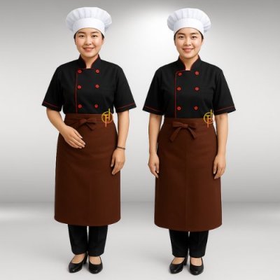 ผ้ากันเปื้อน ครึ่งตัวยาว สีน้ำตาล