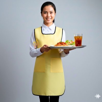 ผ้ากันเปื้อน สวมหัว สีเหลืองพาสเทล