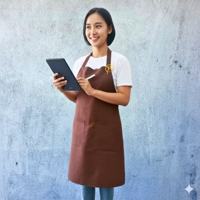 ผ้ากันเปื้อนเต็มตัว สีน้ำตาล