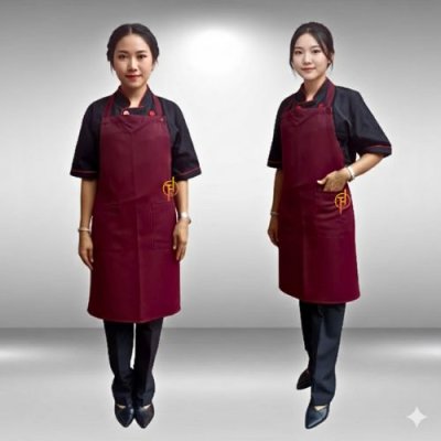 ผ้ากันเปื้อน เต็มตัว สีแดงเลือดหมู