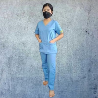 ชุดสครับ สีฟ้า ผ้าโทเร 210 เส้น