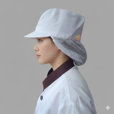 หมวกแก๊ป ตาข่ายคลุมผม สีขาว