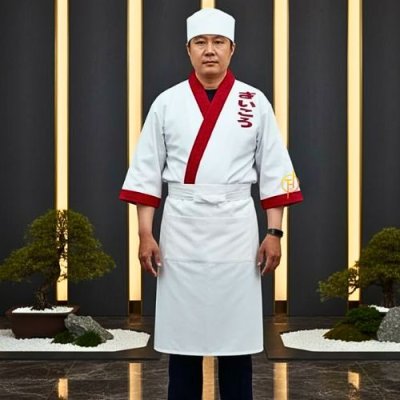 เสื้อเชฟญี่ปุ่น สีขาวกุ๊นแดง