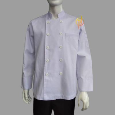 เสื้อเชฟสากล แขนยาว สีขาวล้วน