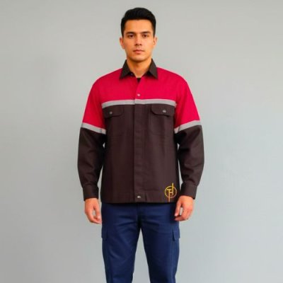 เสื้อช็อป แขนยาว สีเทาดำต่อบ่าสีแดง เสื้อช็อป แขนยาว สีเทาดำต่อบ่าสีแดง