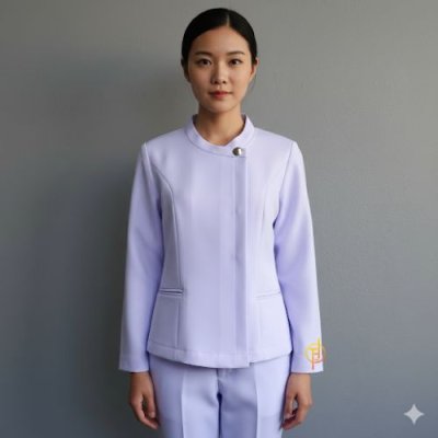 เสื้อพยาบาล แขนยาว คอป้าย