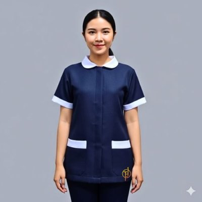 เสื้อแม่บ้าน คอบัว สีกรม