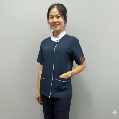 เสื้อแม่บ้าน คอป้าย สีกรม