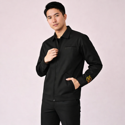 เสื้อแจ็คเก็ต ผู้ชาย สีดำ ผ้าไมโครทัสลาน ( Micro Taslan )