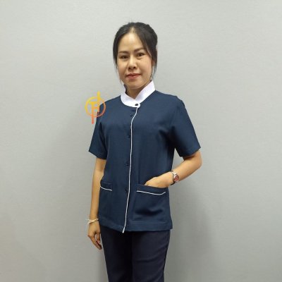 เสื้อแม่บ้าน คอป้าย สีกรม