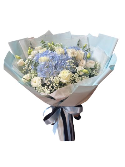 RRP Flower Themed Bouquet - Blue and White