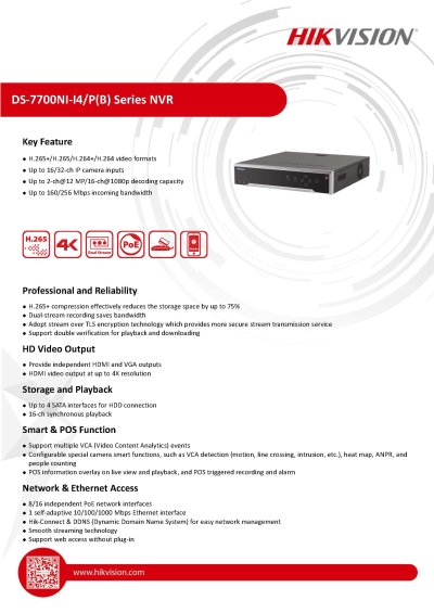 DS-7716NI-I4/16P Hikvision NVR 16ช่อง 16PoE 4SATA