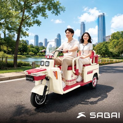 SABAI FIGURE รถสามล้อไฟฟ้า 2 ที่นั่ง ปรับเป็นกระบะบรรทุกได้ มอเตอร์ 800W แบตเตอรี่ 60V20Ah วิ่งไกล 40 กม.