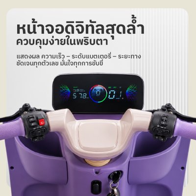SABAI MAGIC Q รถสามล้อไฟฟ้า 2 ที่นั่ง มีหลังคากันแดด กระจกบังลม มอเตอร์ 800W แบตเตอรี่ 48V20Ah วิ่งไกล 50 กม.