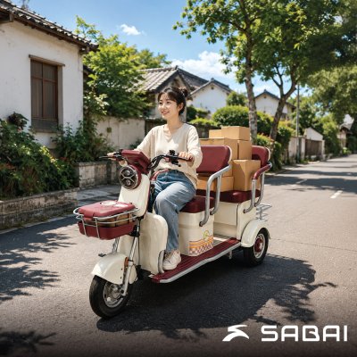 SABAI Z8+ รถสามล้อไฟฟ้า 3 ที่นั่ง มอเตอร์ 800W แบตเตอรี่ 48V20Ah วิ่งไกล 30-40 กม. ดีไซน์มินิมอล