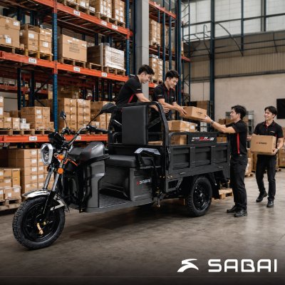 SABAI COPPER 130 รถสามล้อไฟฟ้าบรรทุก กระบะท้ายยกเทได้ มอเตอร์ 650W แบตเตอรี่ 48V32Ah รับน้ำหนัก 300 กก.